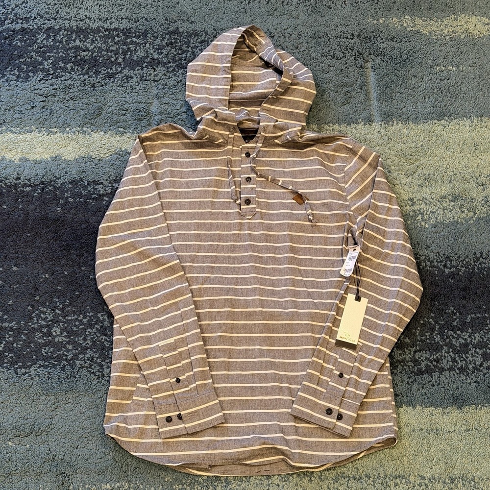 NWT Rip Curl Hoodie Pullover Gray Striped Long Sleeve Men's Small Beach Surfing
